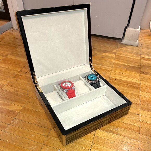 BEAUTIFUL LACQUERED WOODGRAIN WATCH/ JEWELLERY BOX - Picture 1 of 11